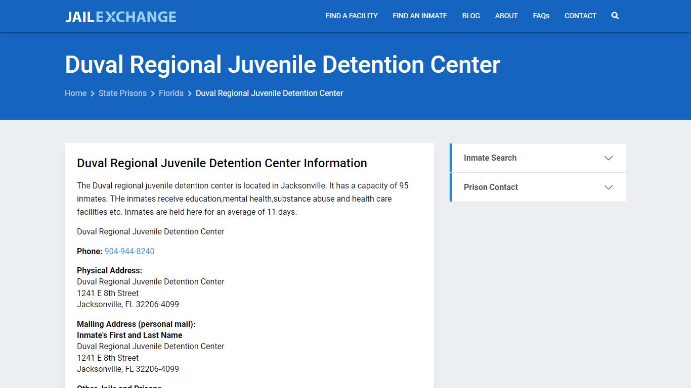 Duval Regional Juvenile Detention Center Inmate Search, FL - Jail Exchange