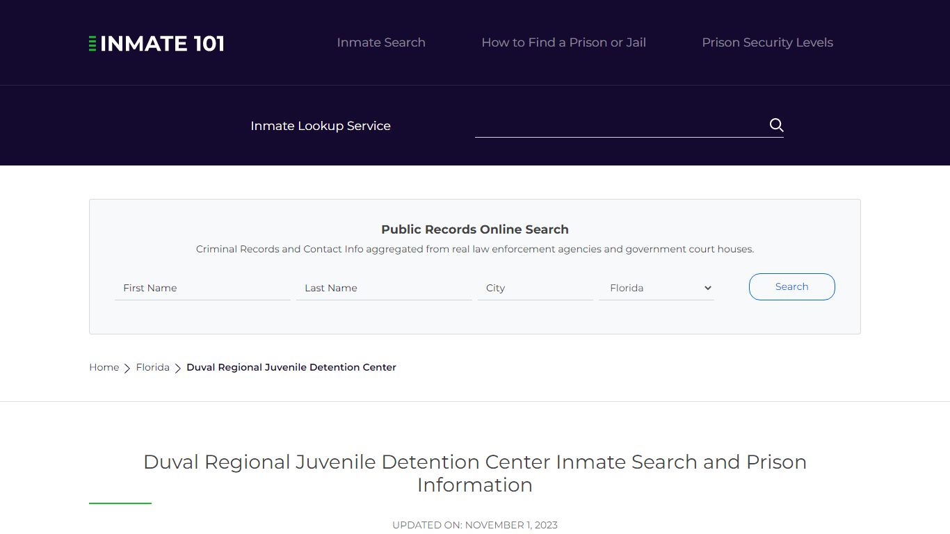 Duval Regional Juvenile Detention Center Inmate Search, Visitation ...
